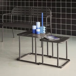 Mesa de ninho bistrô quadrada para exterior em aço, 45cm