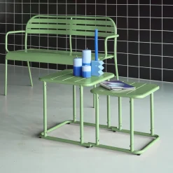 Mesa de ninho bistrô quadrada para exterior em aço, 45cm