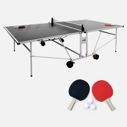 Mesa de ping pong dobrável externa com 4 raquetes e 6 bolas, 274,7cm