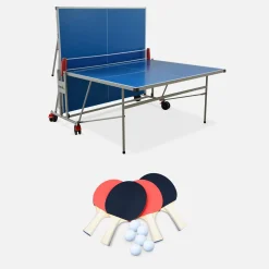 Mesa de ping pong dobrável externa com 4 raquetes e 6 bolas, 274,7cm