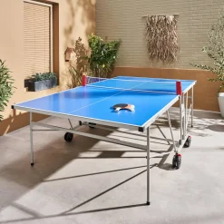 Mesa de ping pong dobrável externa com 4 raquetes e 6 bolas, 274,7cm