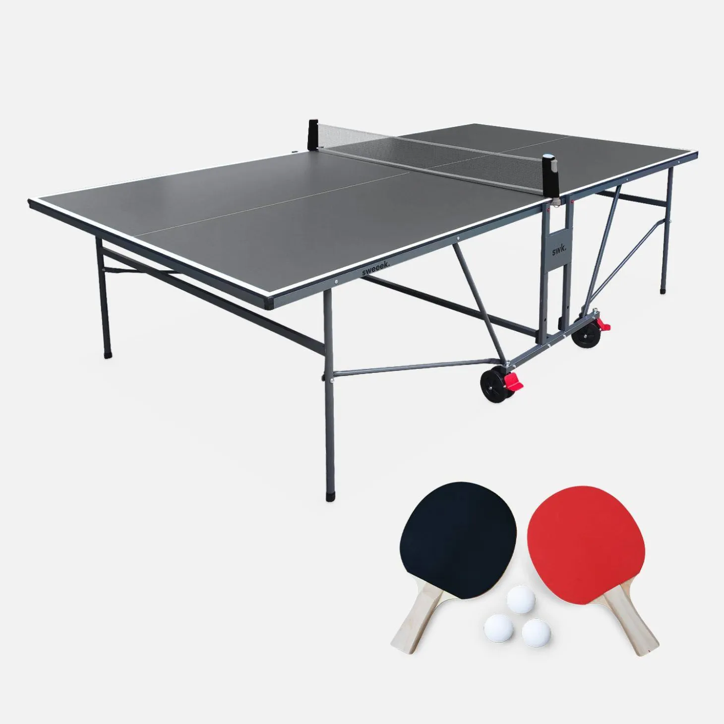 Mesa de ping pong dobrável interior com 4 raquetes e 6 bolas, 274cm