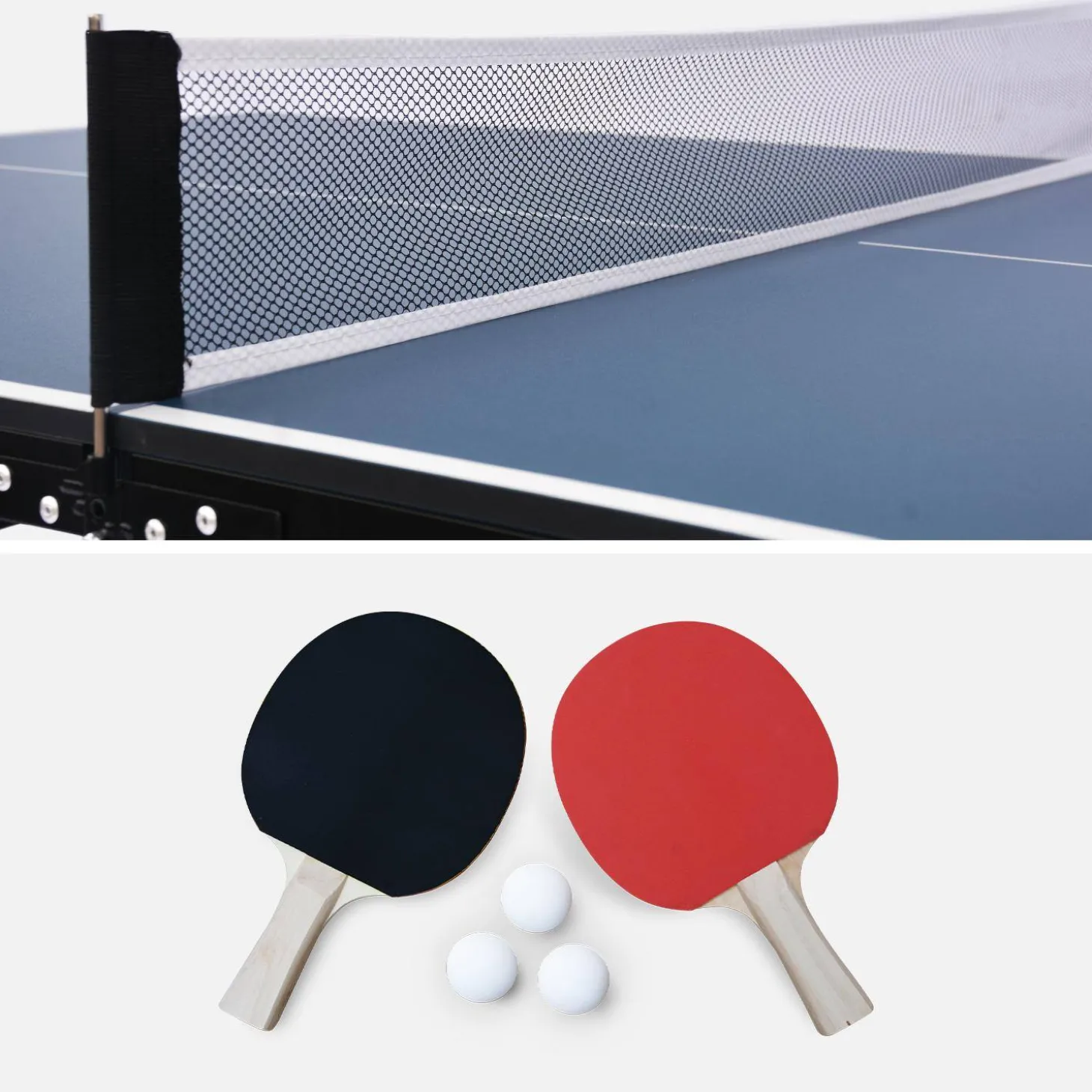 Mesa de ping pong exterior média com 2 raquetes e 3 bolas, 180 cm