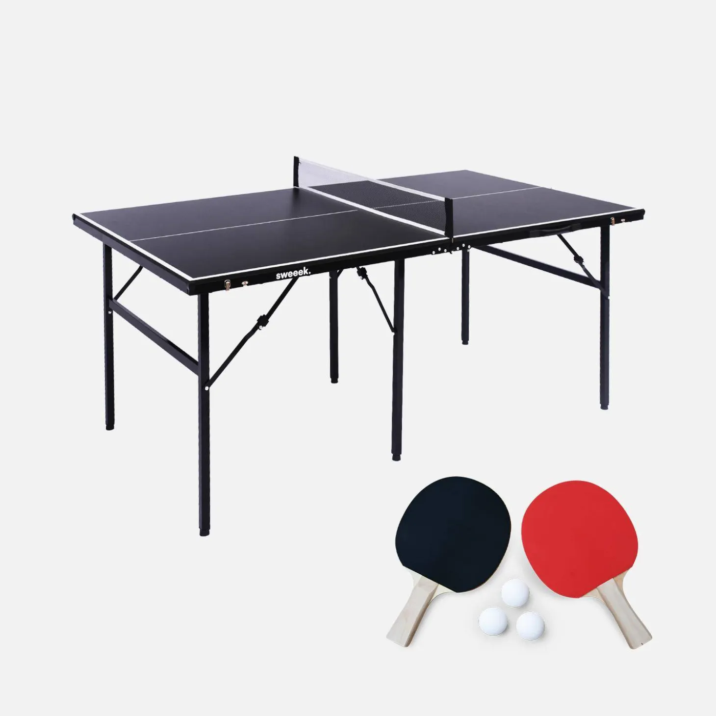 Mesa de ping pong exterior média com 2 raquetes e 3 bolas, 180 cm