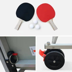 Mesa de ping pong exterior premium com 2 raquetes e 3 bolas, 274cm