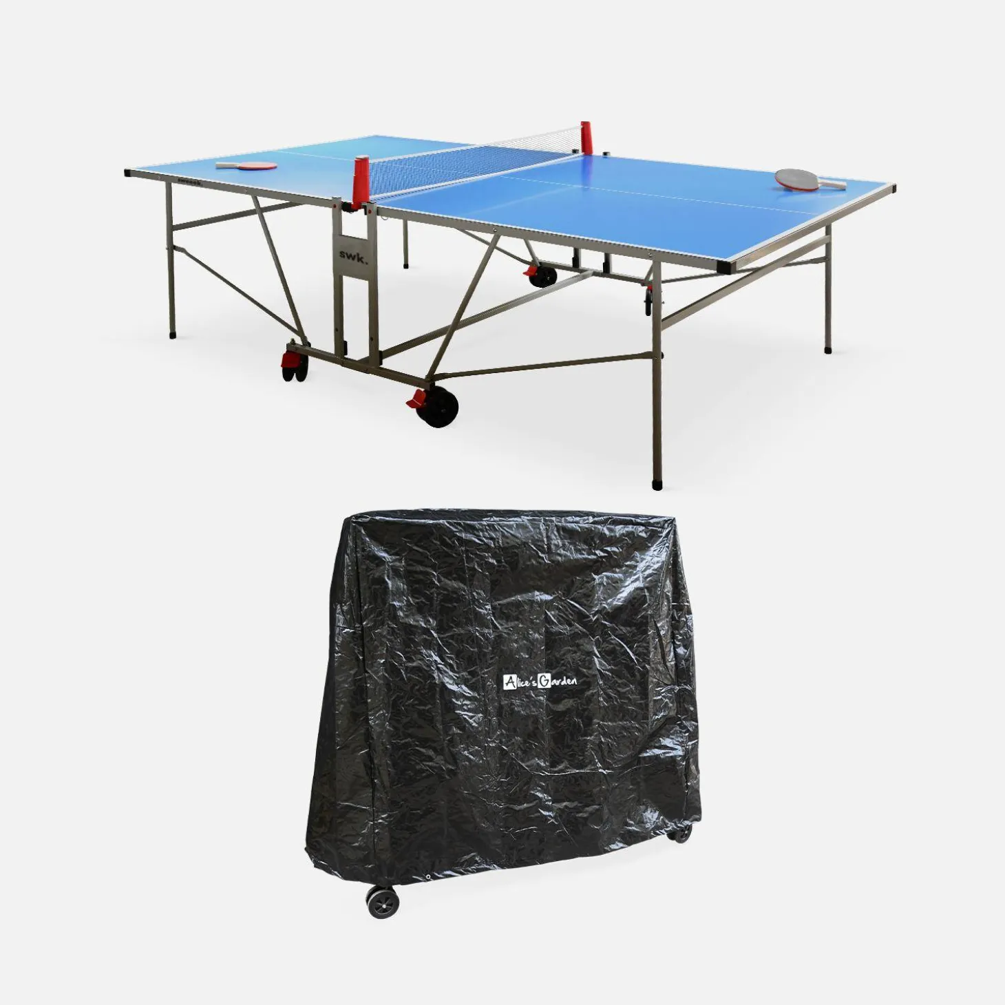 Mesa de ping pong externa com 2 raquetes 3 bolas + capa de proteção, 274,7cm