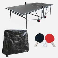 Mesa de ping pong interior com 2 raquetes 3 bolas + capa de proteção, 274cm