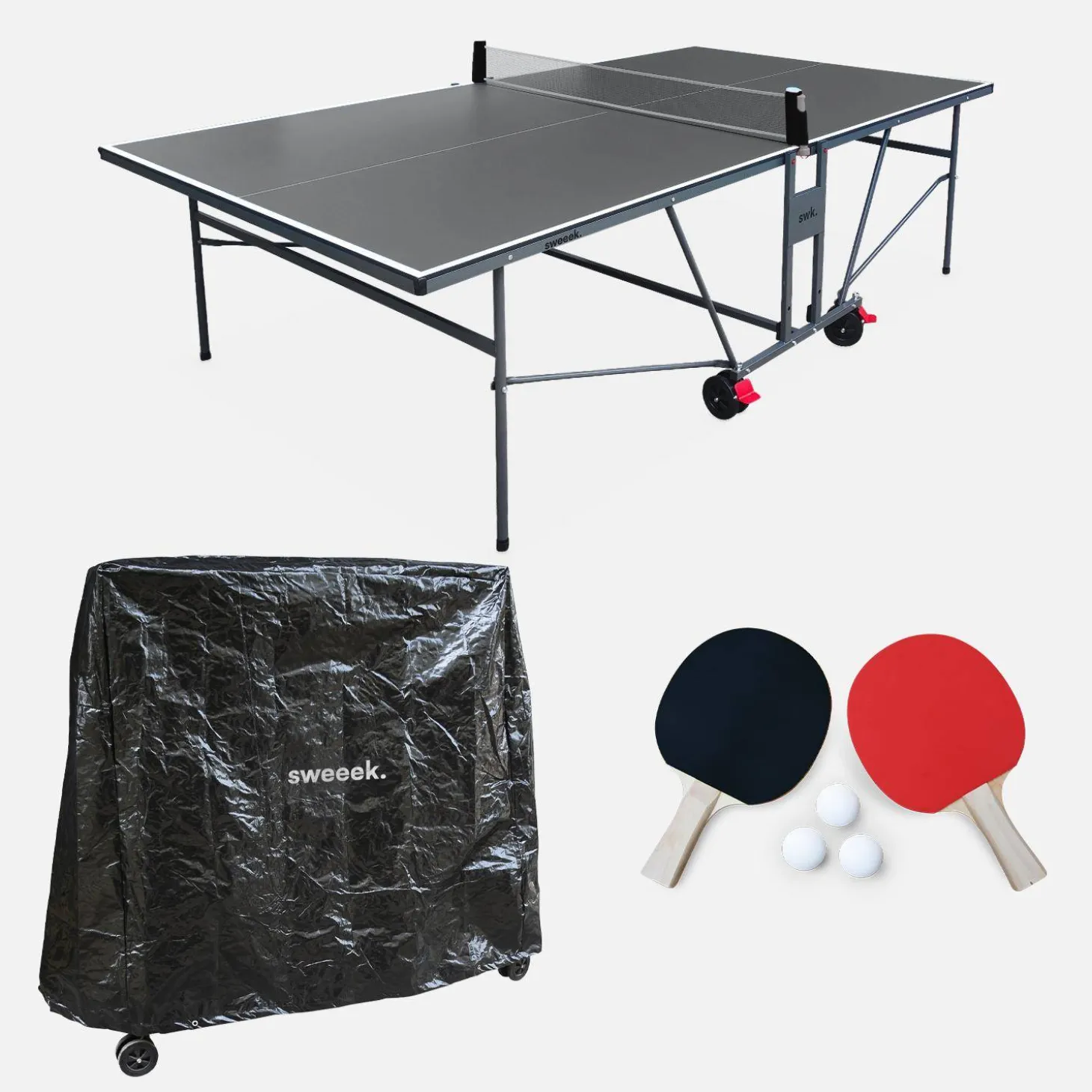 Mesa de ping pong interior com 2 raquetes 3 bolas + capa de proteção, 274cm
