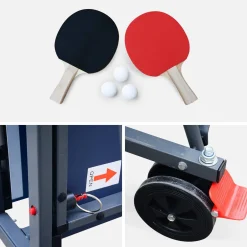 Mesa de ping pong interior com 2 raquetes e 3 bolas, 274 cm