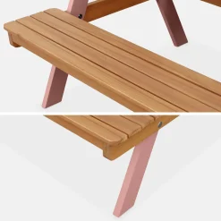 Mesa de piquenique em madeira para crianças, 2 lugares