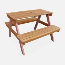 Mesa de piquenique em madeira para crianças, 2 lugares