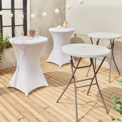 Mesa dobrável para eventos alta com capa de proteção, set de 2