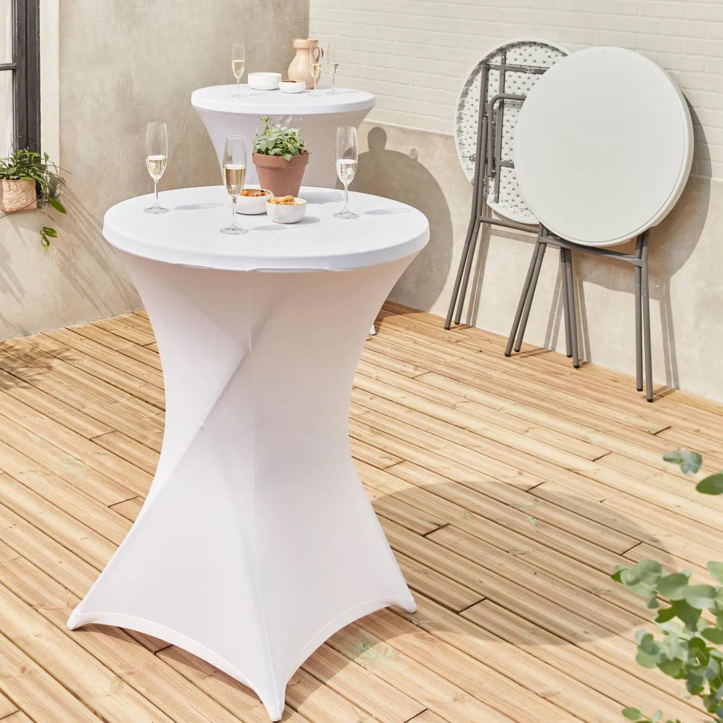 Mesa dobrável para eventos alta com capa de proteção, set de 2