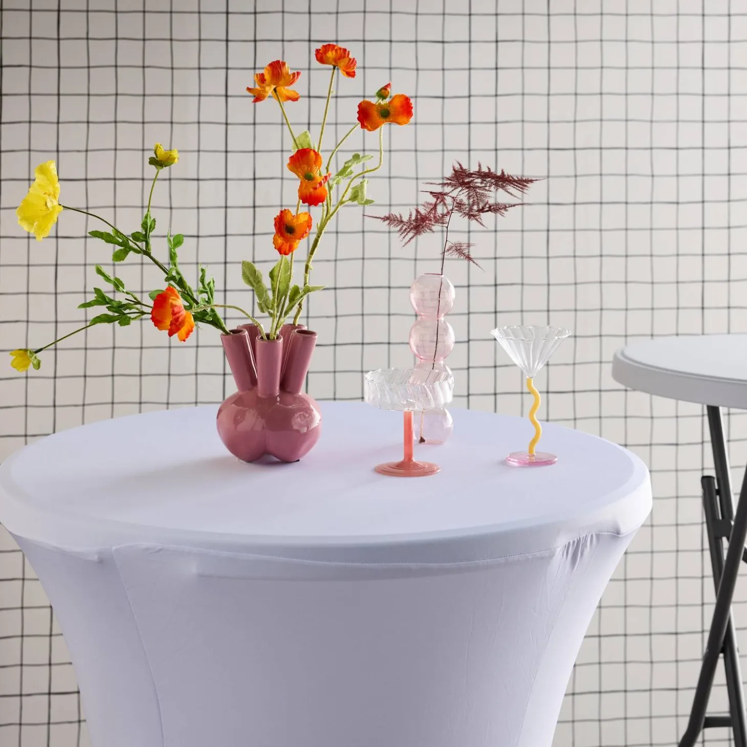 Mesa dobrável para eventos alta com capa de proteção, set de 2