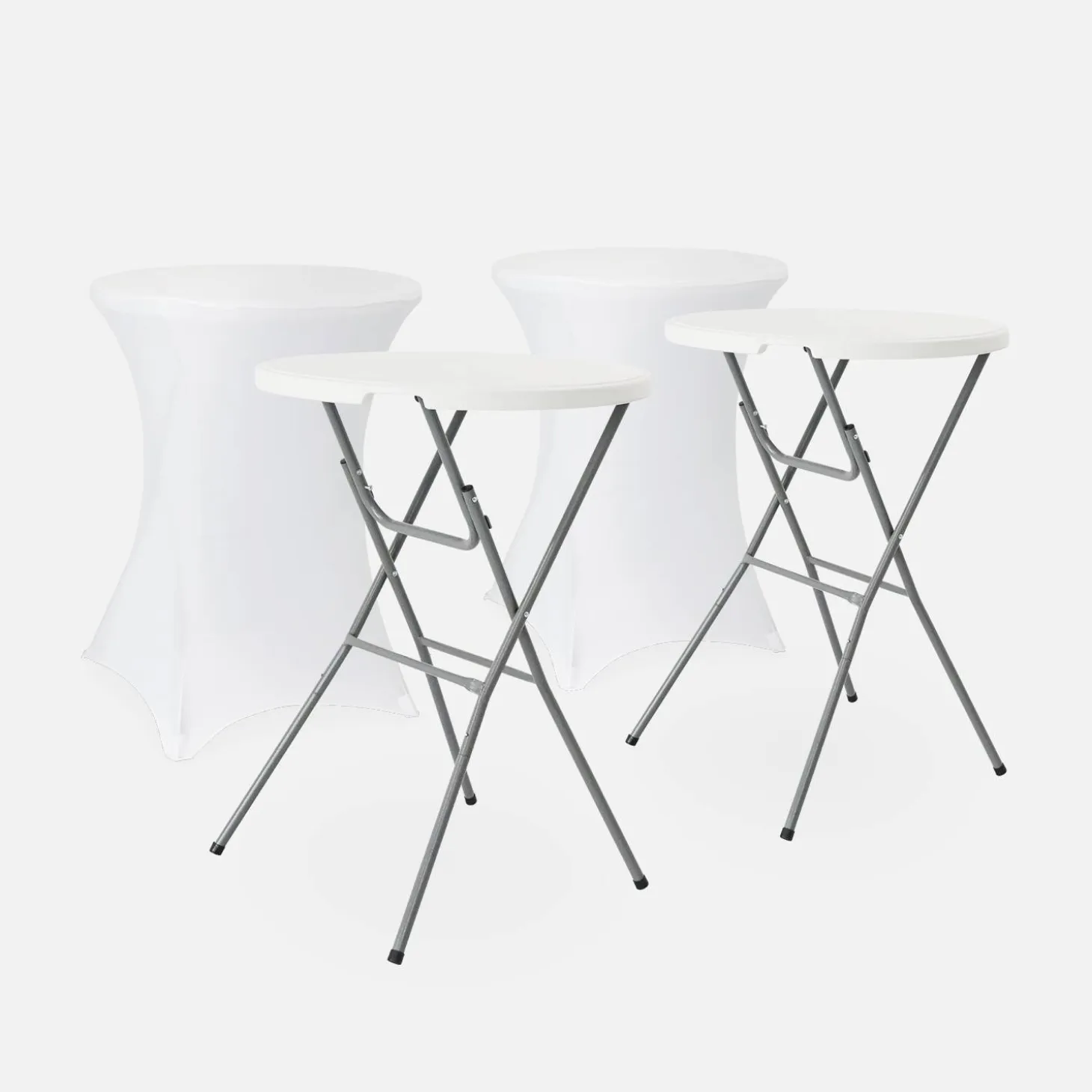 Mesa dobrável para eventos alta com capa de proteção, set de 2