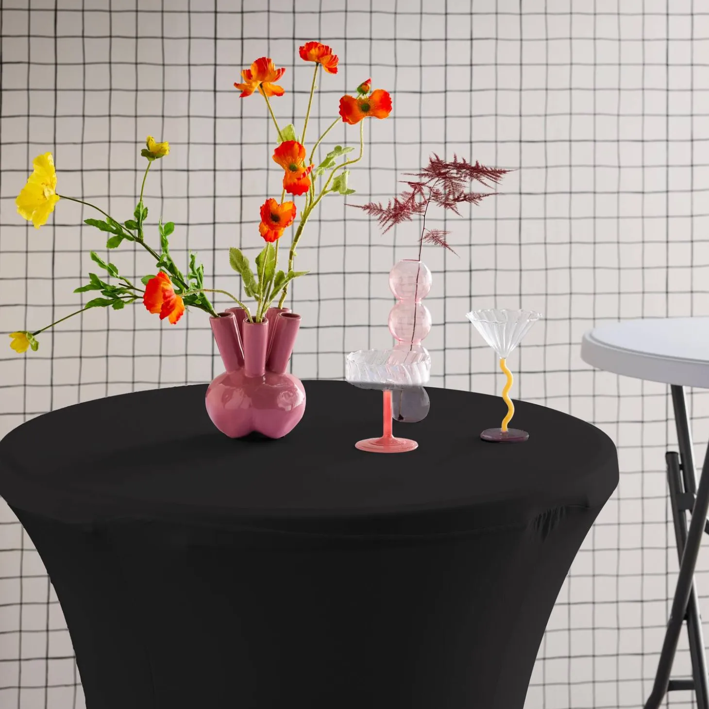 Mesa dobrável para eventos alta com capa de proteção, set de 2