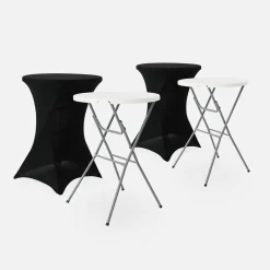 Mesa dobrável para eventos alta com capa de proteção, set de 2