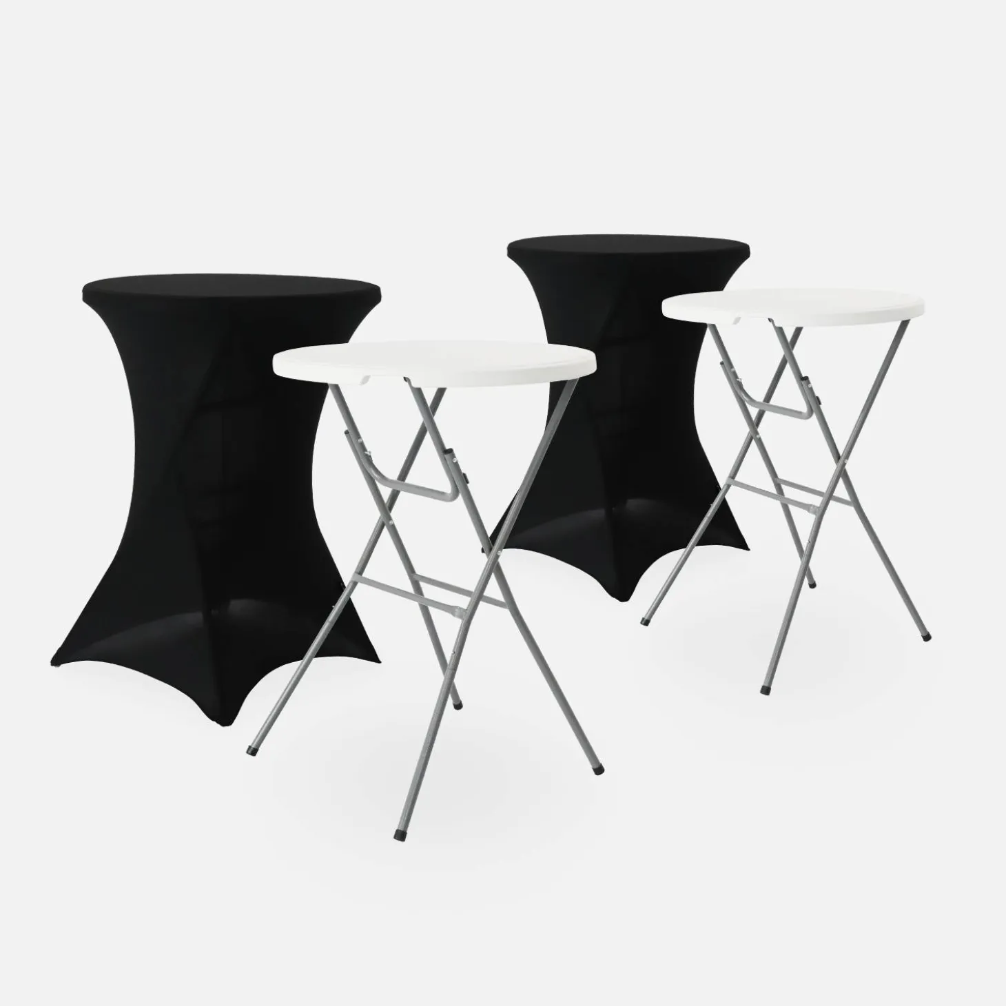 Mesa dobrável para eventos alta com capa de proteção, set de 2