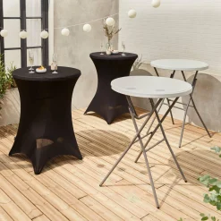 Mesa dobrável para eventos alta com capa de proteção, set de 2