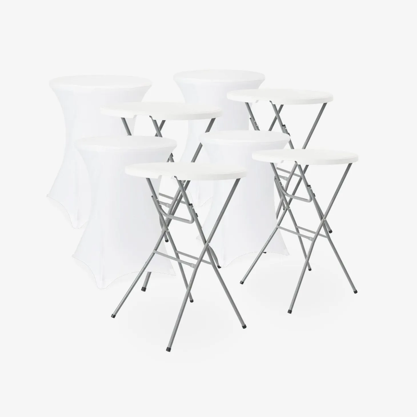 Mesa dobrável para eventos em aço com capa de proteção, set de 4
