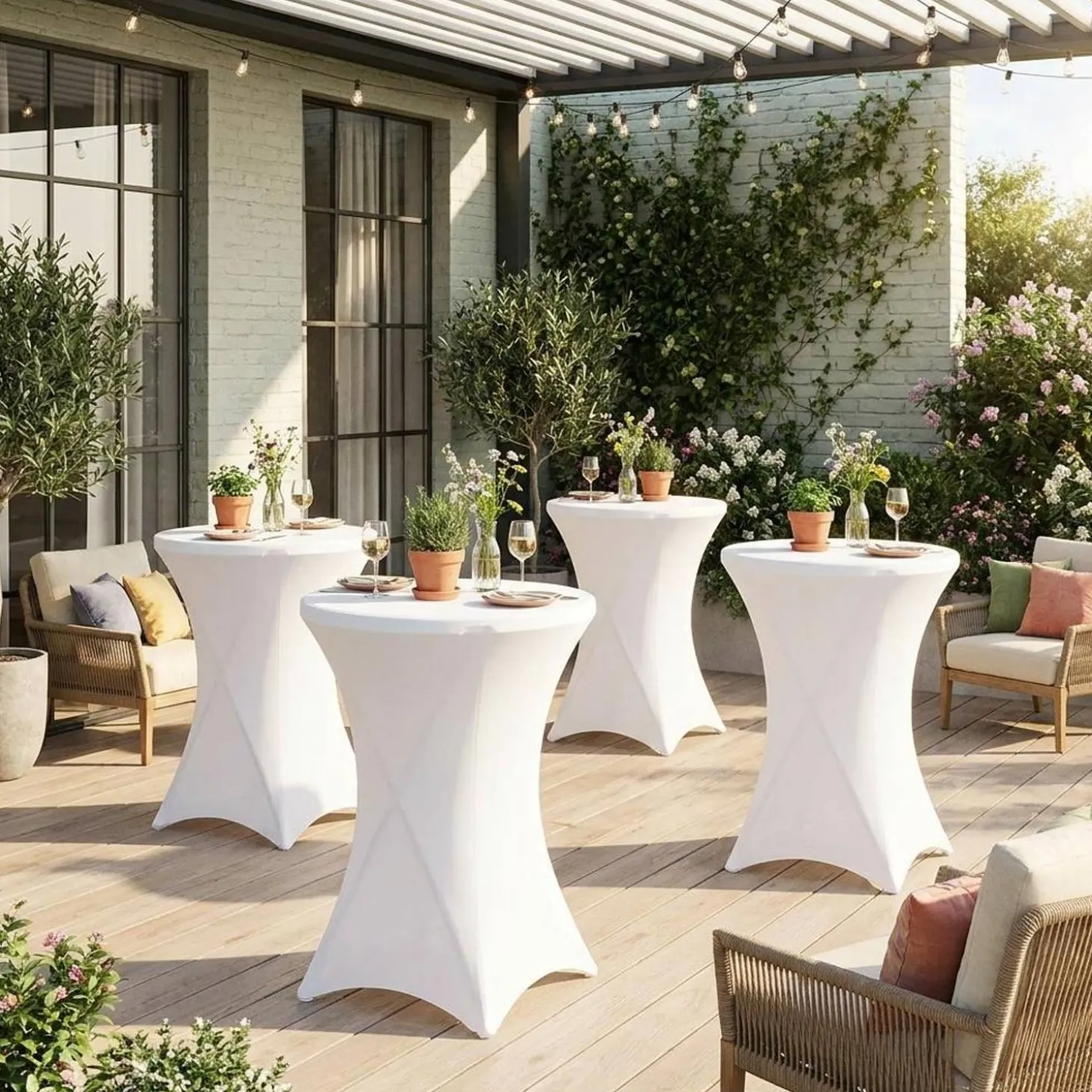 Mesa dobrável para eventos em aço com capa de proteção, set de 4