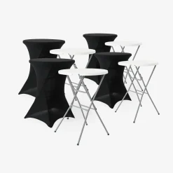 Mesa dobrável para eventos em aço com capa de proteção, set de 4