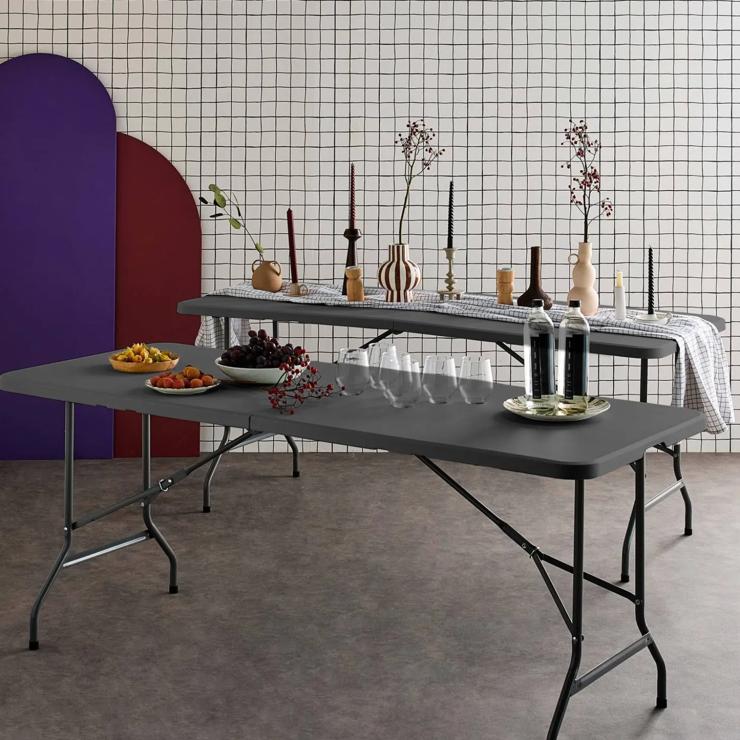 Mesa dobrável para eventos em plástico, set de 2