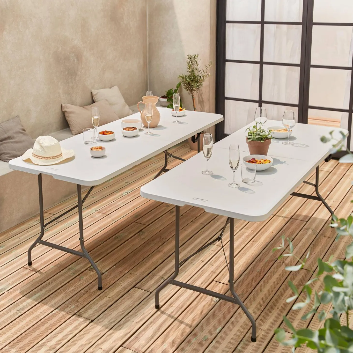 Mesa dobrável para eventos em plástico, set de 2