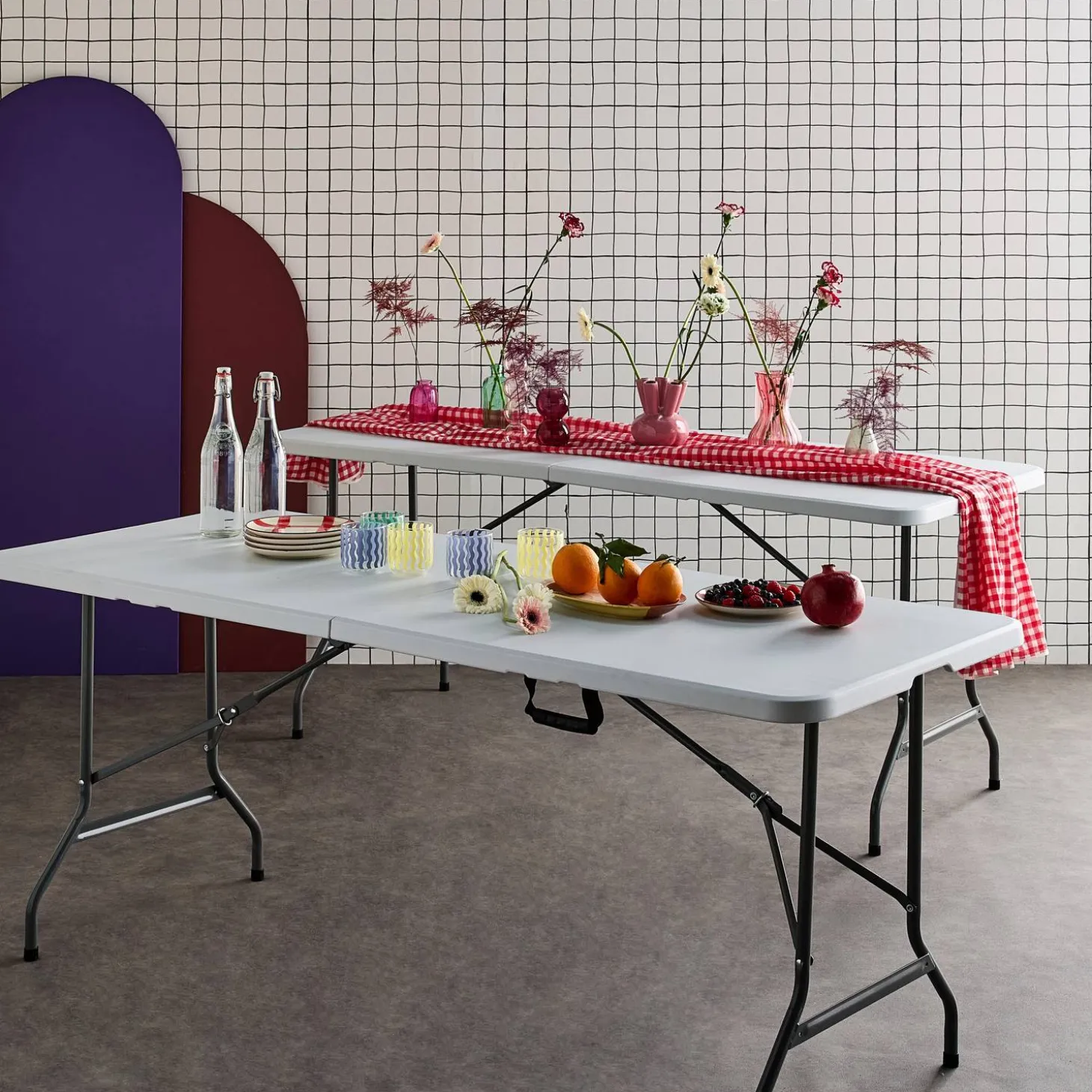 Mesa dobrável para eventos em plástico, set de 2