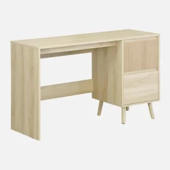 Mesa escandinava de madeira com 2 gavetas