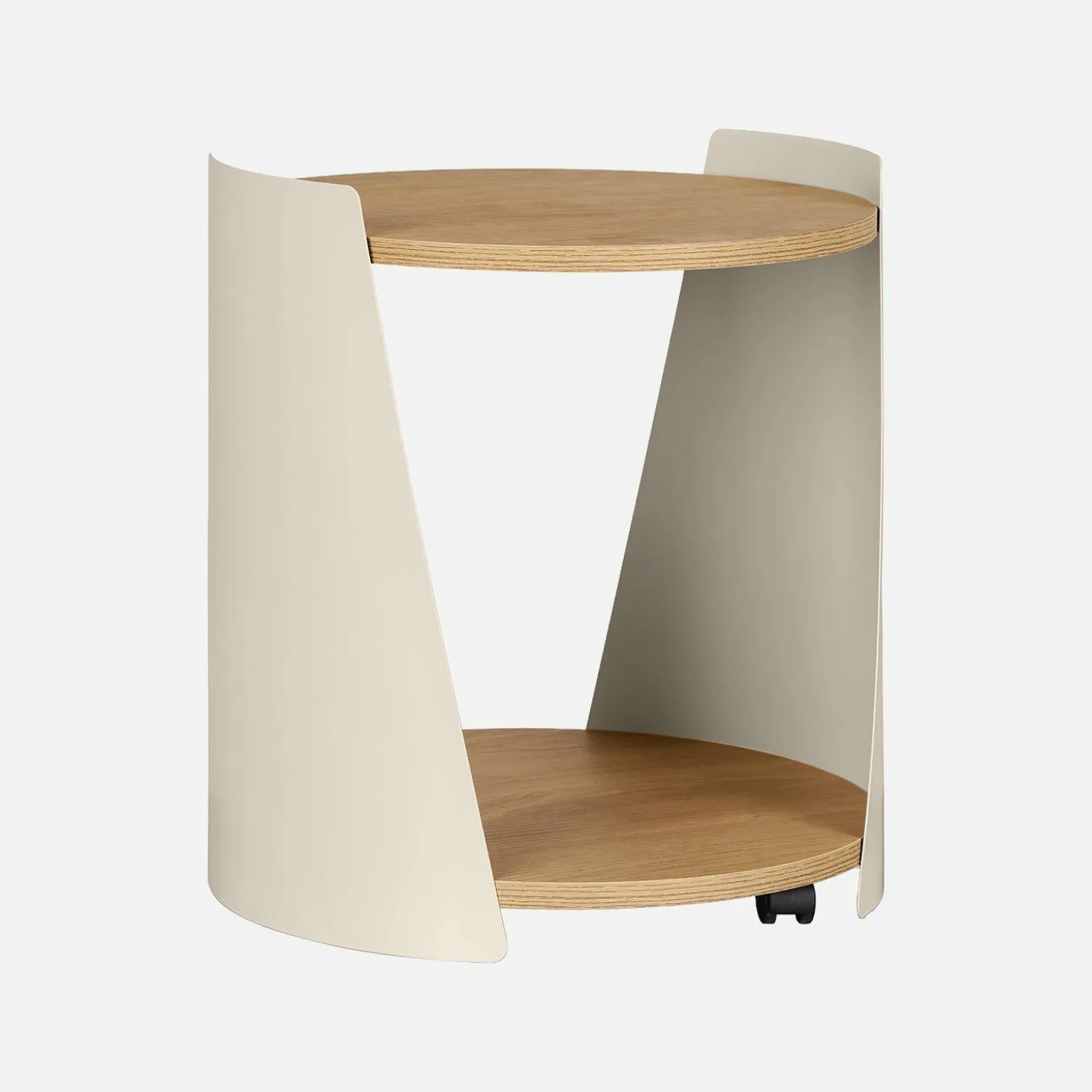 Mesa lateral, mesa de cabeceira em metal e madeira com rodas