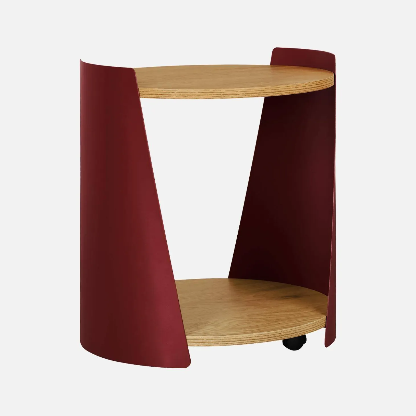 Mesa lateral, mesa de cabeceira em metal e madeira com rodas