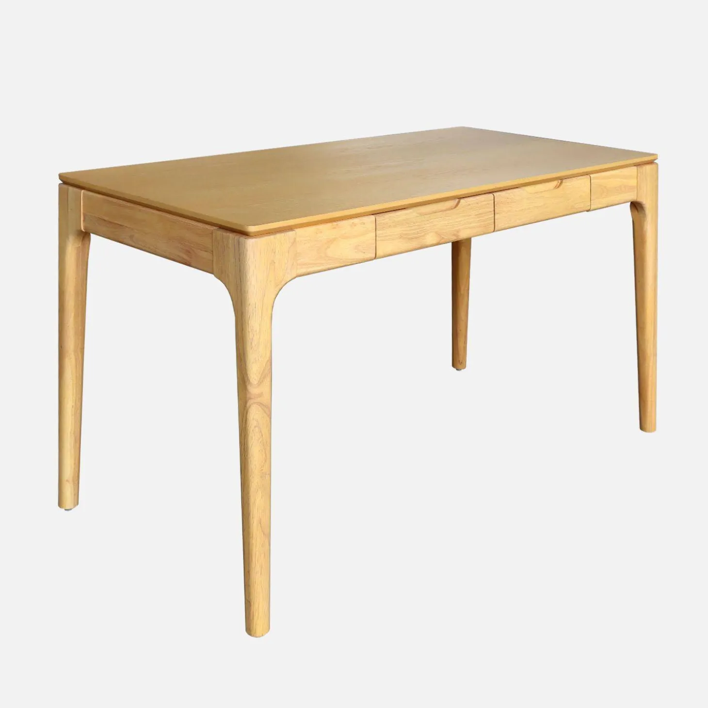 Mesa madeira de seringueira folheado freixo 2 gavetas