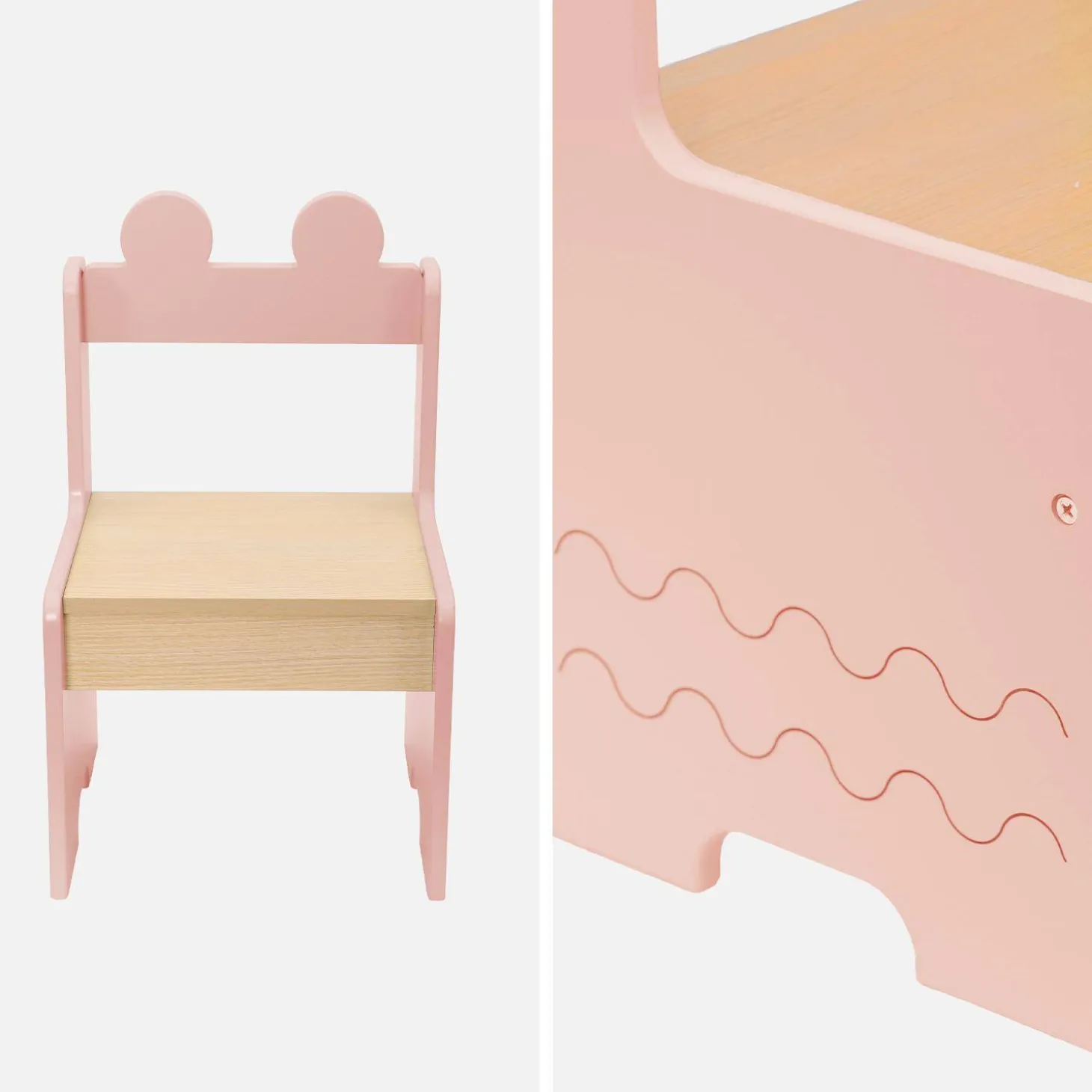 Mesa para crianças + 2 cadeiras, com prateleiras