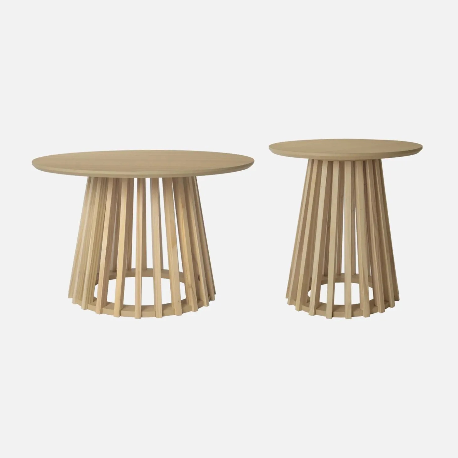 Mesa redondas em efeito madeira, set de 2