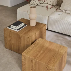 Mesas de centro quadrada com efeito cinza, set de 2