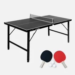 Mini mesa de ping pong dobrável interna com 2 raquetes e 3 bolas, 150 cm