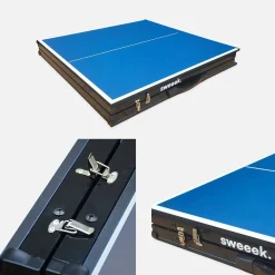 Mini mesa de ping pong dobrável interna com 2 raquetes e 3 bolas, 150 cm