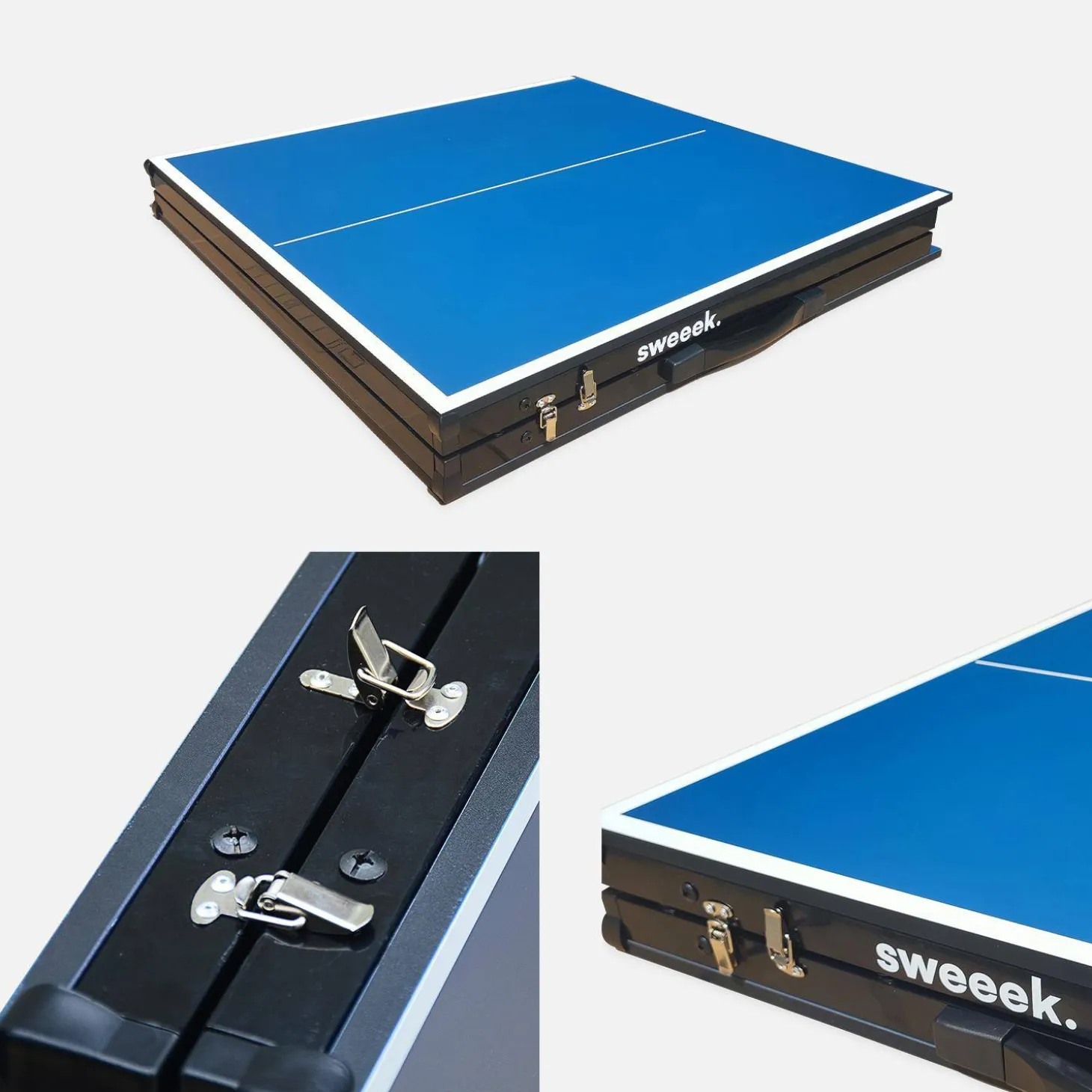 Mini mesa de ping pong dobrável interna com 2 raquetes e 3 bolas, 150 cm