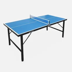 Mini mesa de ping pong dobrável com 4 raquetes e 6 bolas