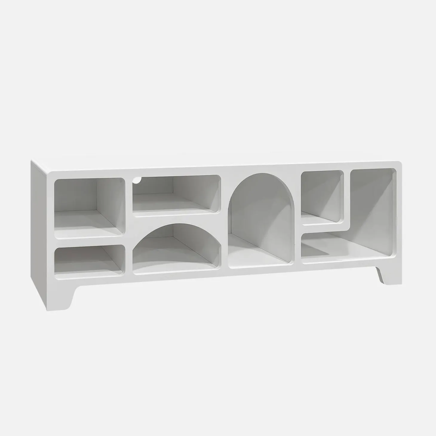 Móveis de TV orgânico com efeito de madeira branca, 160cm