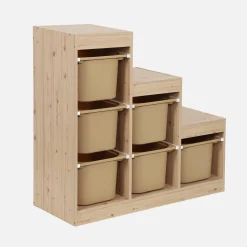 Móvel de arrumação infantil em escada com 6 caixas