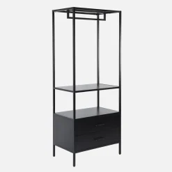 Móvel de entrada, cabideiro de metal com guarda-roupa e 2 gavetas