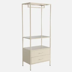 Móvel de entrada, cabideiro de metal com guarda-roupa e 2 gavetas