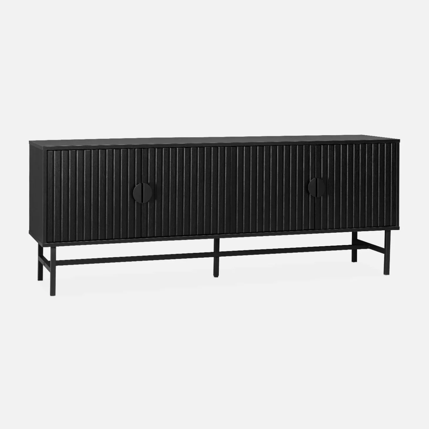 Móvel de TV com efeito de madeira ranhurada, 160cm