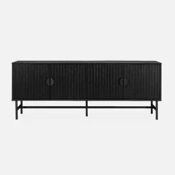 Móvel de TV com efeito de madeira ranhurada, 160cm