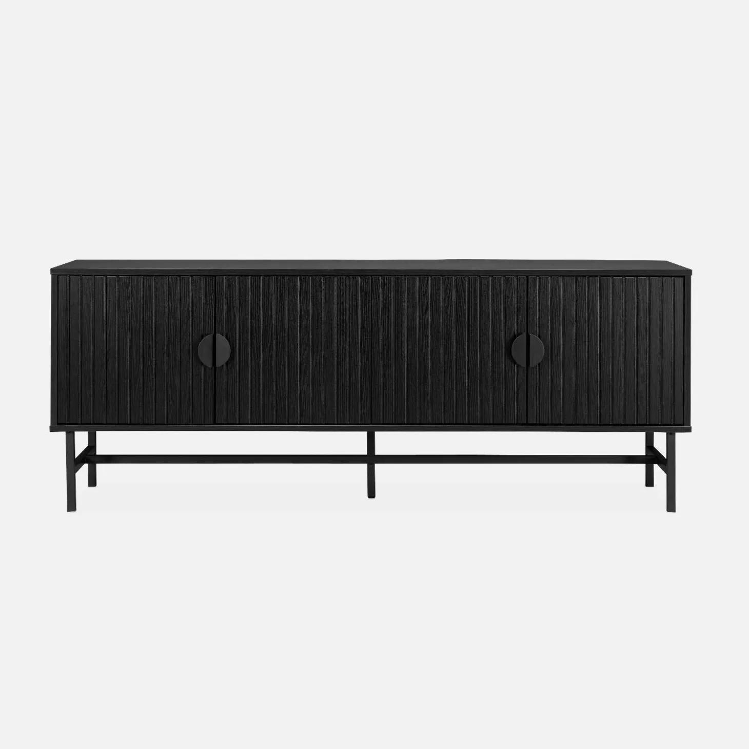 Móvel de TV com efeito de madeira ranhurada, 160cm