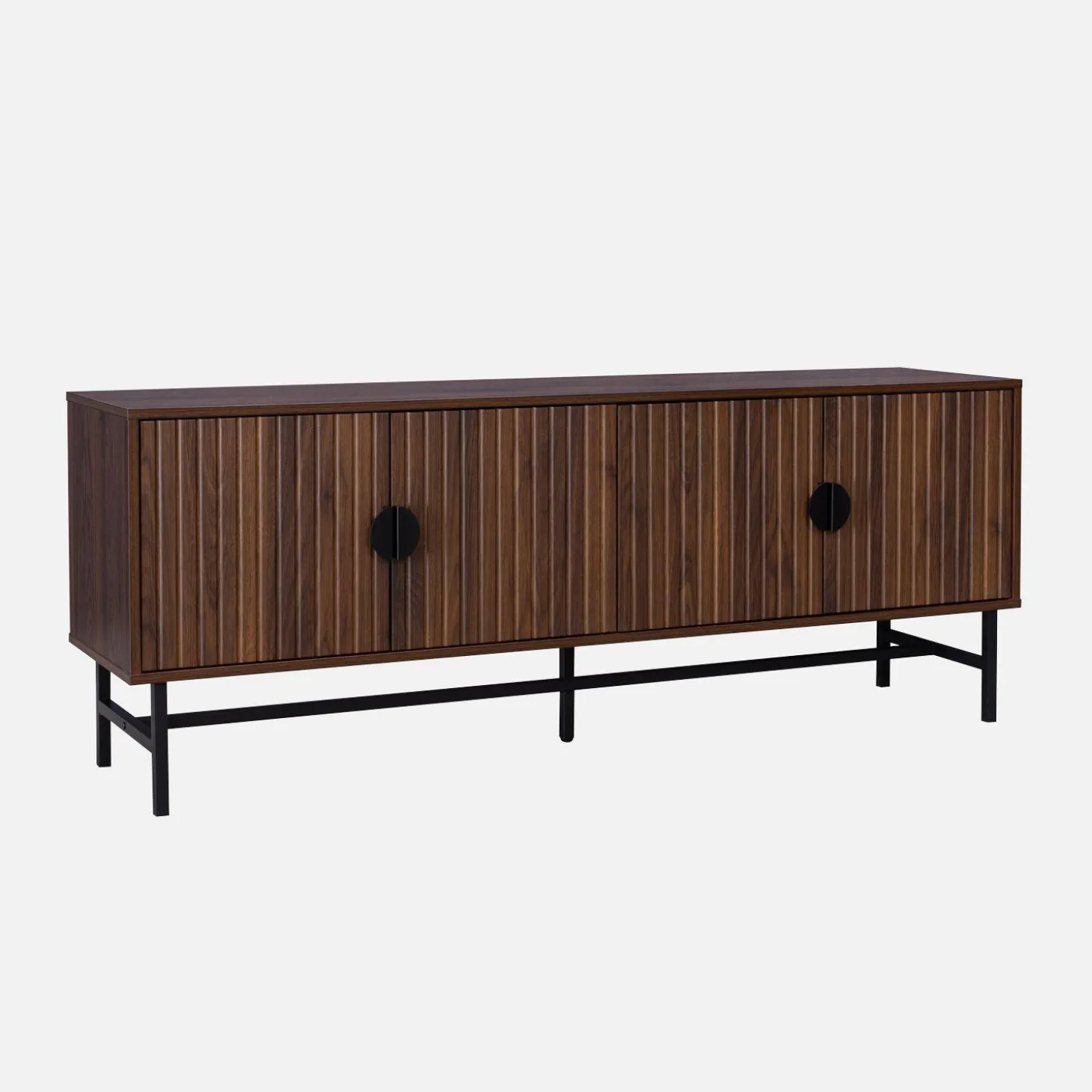 Móvel de TV com efeito de madeira ranhurada, 160cm