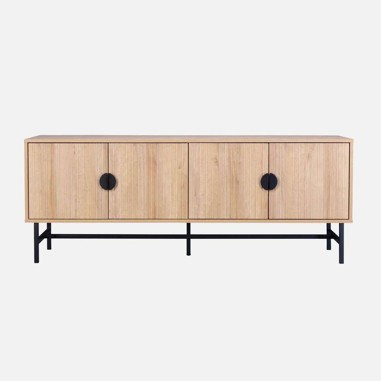 Móvel de TV com efeito de madeira ranhurada, 160cm