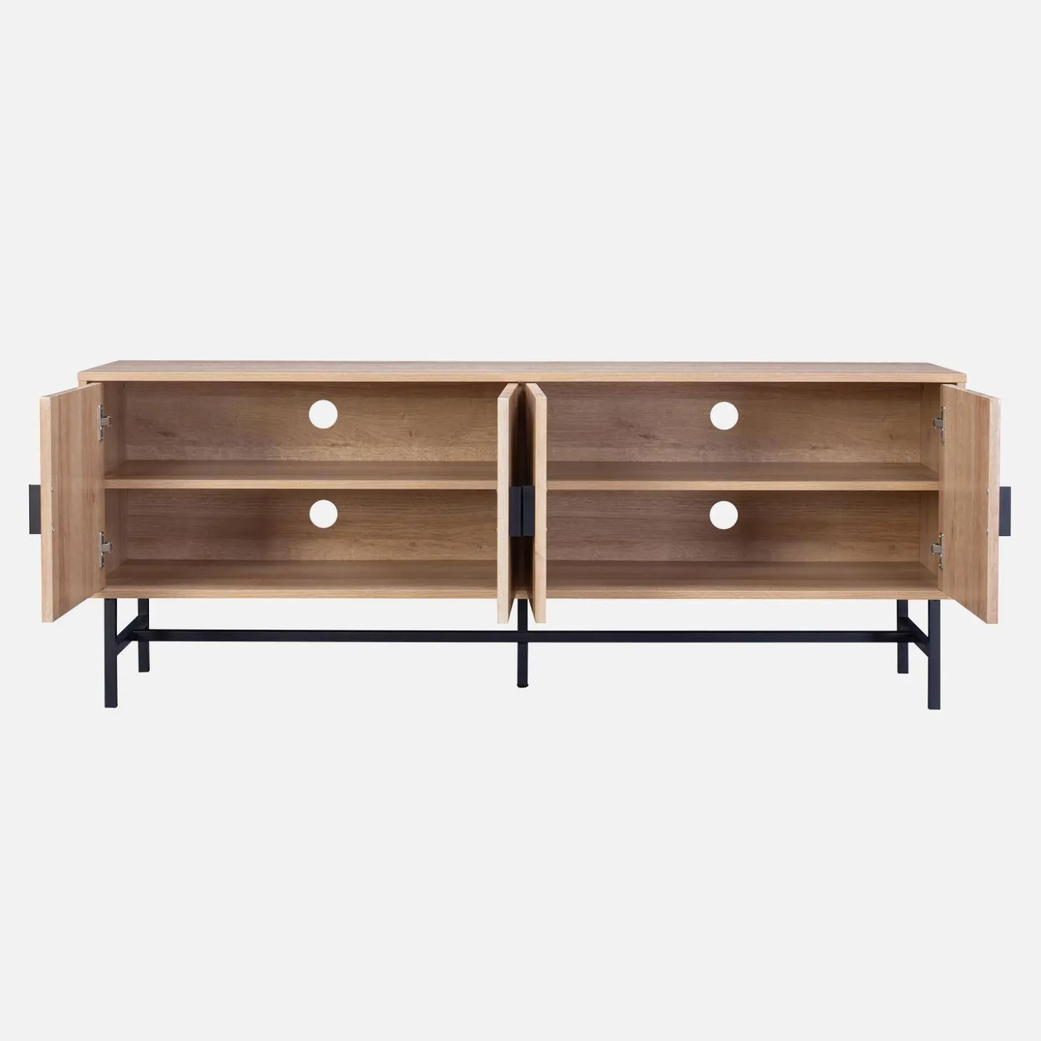 Móvel de TV com efeito de madeira ranhurada, 160cm